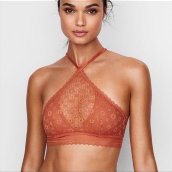 • Victoria’s Secret Bralette Lace Halter Rusty Orange - Picture 12 of 14
